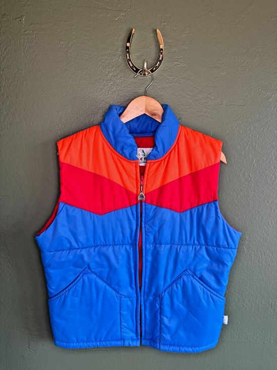 Pacific Trail Sweaters - Vintage 70s Unisex Pacific Trail colorblock puffer vest small retro ski hike